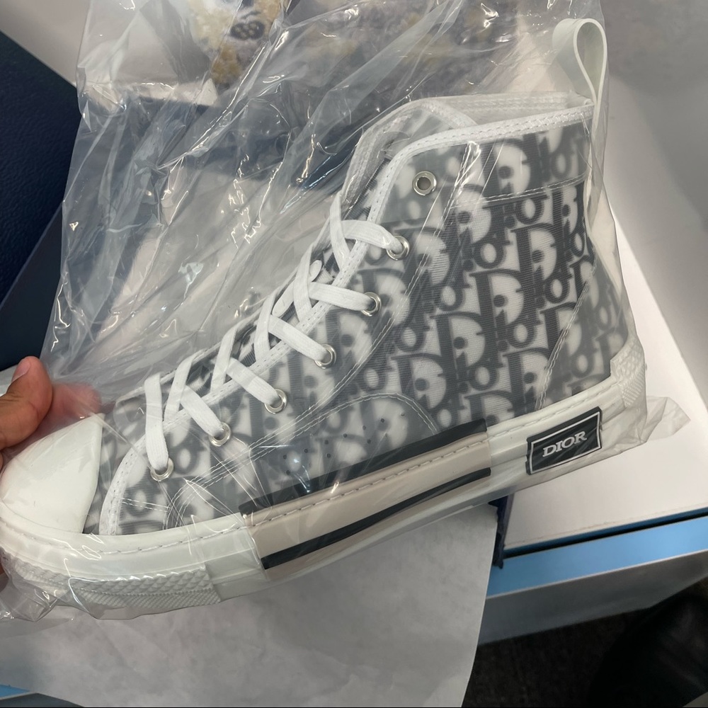 DIOR HOMME:B23 HIGH-TOP in White and Black size 45 - Picture 8 of 14